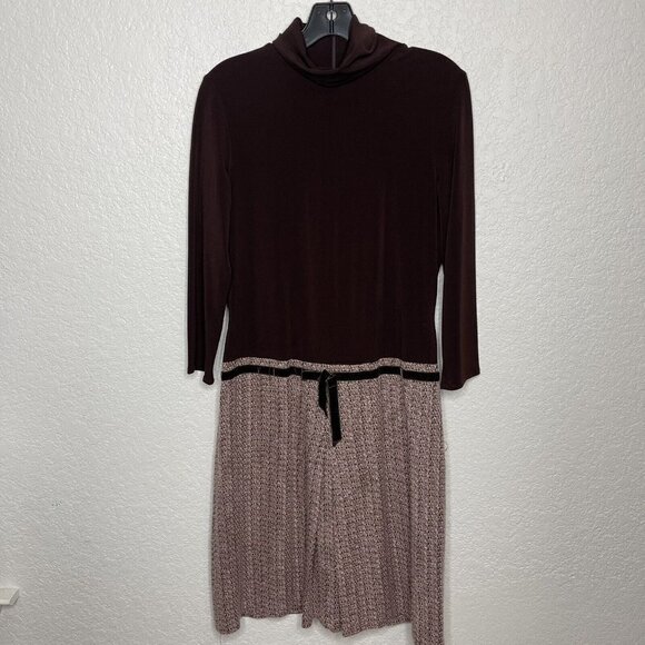 JANESTREET‎ Vintage Brown Tweed Sheath Dress Turtle Neck Long Sleeve Size 10 - Picture 1 of 11